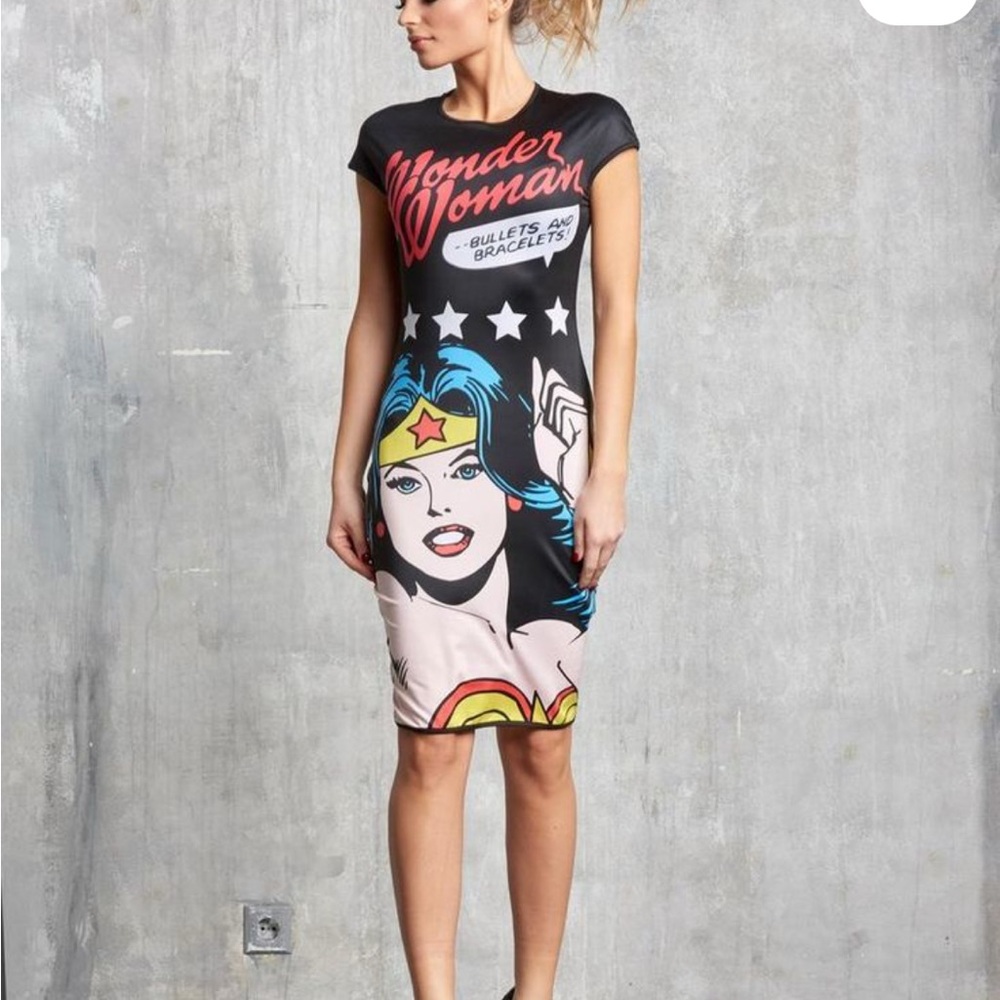 Wonder Woman Graphic Dress - Black and Blue